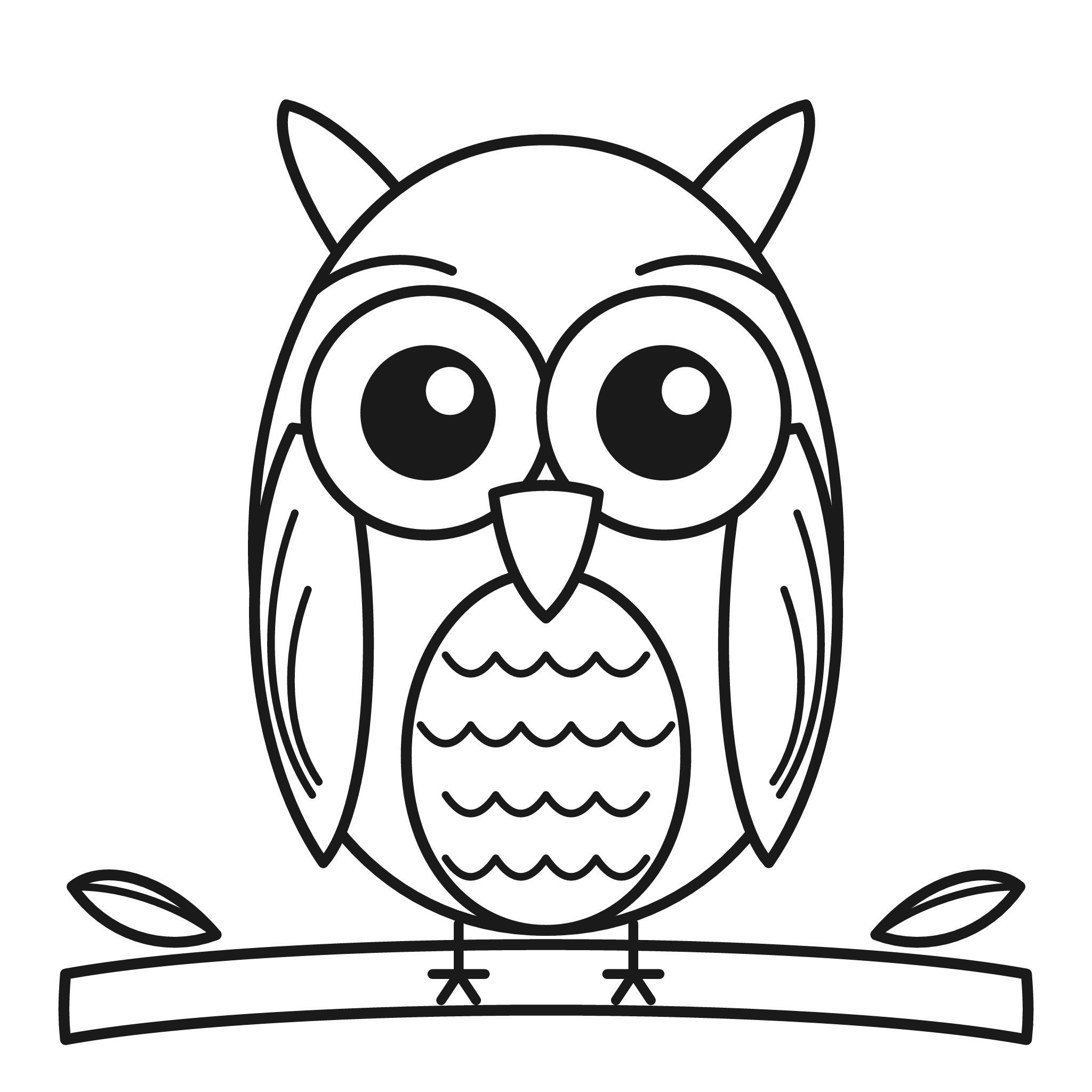 Owl coloring page — printable black-and-white line art to color online