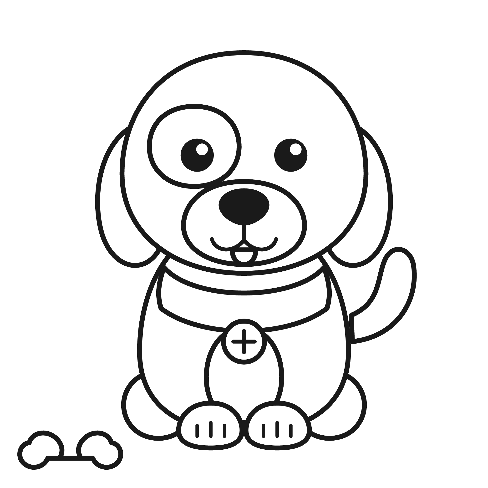 Puppy coloring page — printable black-and-white line art to color online