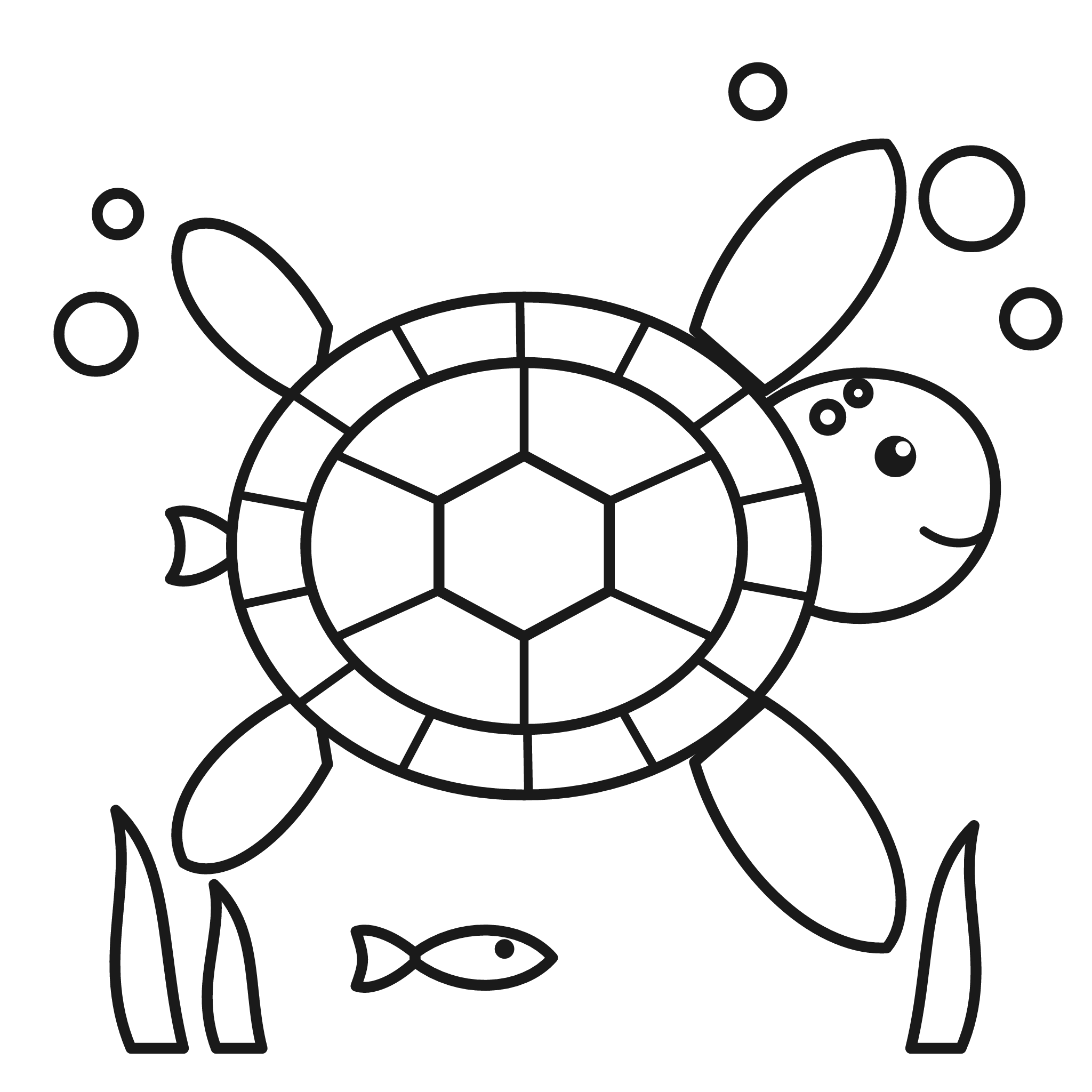 Sea Turtle coloring page — printable black-and-white line art to color online